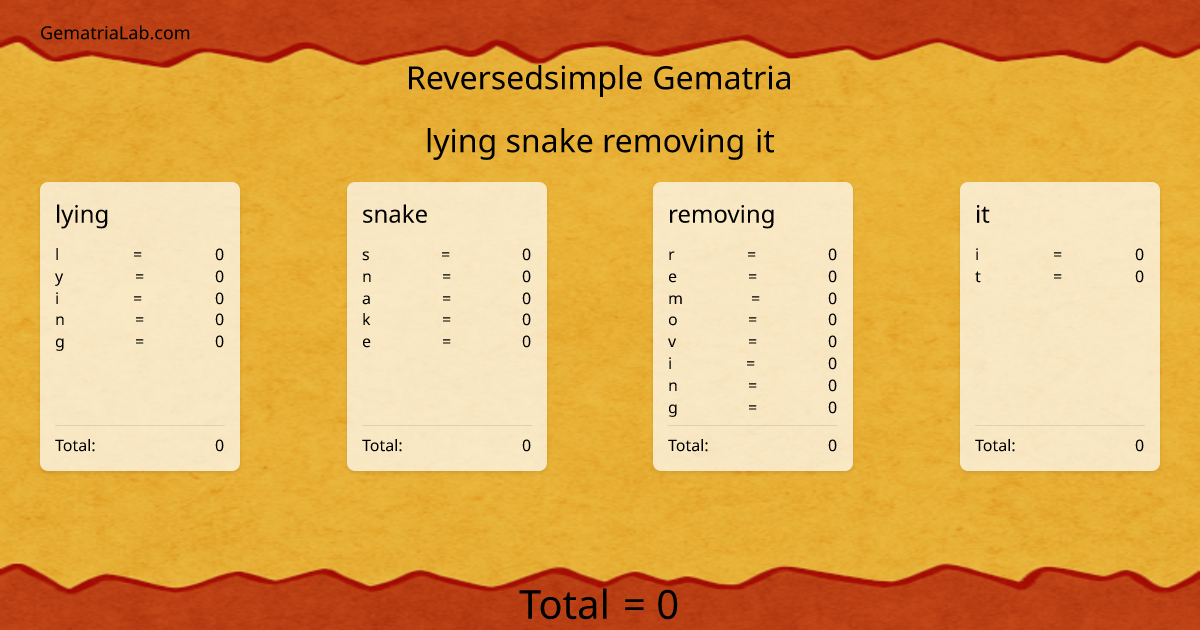 lying snake removing it in reversedsimple Gematria